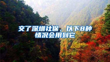 交了深圳社保，以下8种情况会用到它