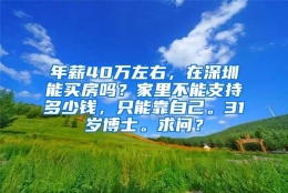 年薪40万左右，在深圳能买房吗？家里不能支持多少钱，只能靠自己。31岁博士。求问？