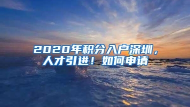 2020年积分入户深圳，人才引进！如何申请