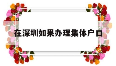 在深圳如果办理集体户口(深圳集体户口转个人户口应该如何办理？)