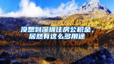 没想到深圳住房公积金，居然有这么多用途