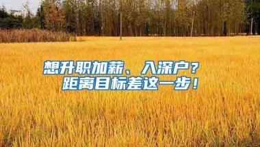 想升职加薪、入深户？ 距离目标差这一步！