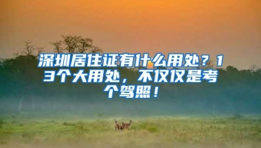 深圳居住证有什么用处？13个大用处，不仅仅是考个驾照！