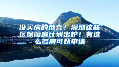没买房的恭喜！深圳这些区保障房计划出炉！有这么多房可以申请
