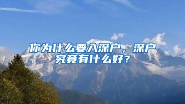 你为什么要入深户，深户究竟有什么好？
