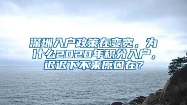 深圳入户政策在变宽，为什么2020年积分入户，迟迟下不来原因在？