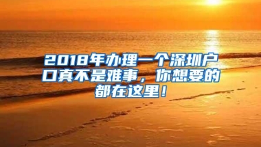 2018年办理一个深圳户口真不是难事，你想要的都在这里！