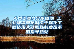 人力资源社会保障部 工业和信息化部关于深化工程技术人才职称制度改革的指导意见