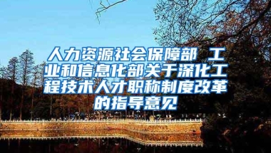 人力资源社会保障部 工业和信息化部关于深化工程技术人才职称制度改革的指导意见