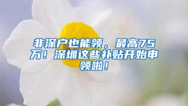 非深户也能领，最高75万！深圳这些补贴开始申领啦！