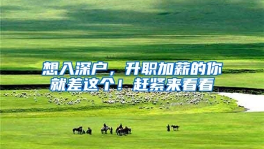 想入深户，升职加薪的你就差这个！赶紧来看看