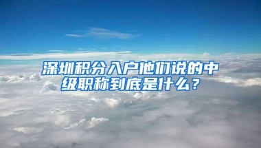 深圳积分入户他们说的中级职称到底是什么？