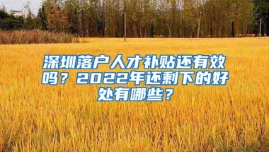 深圳落户人才补贴还有效吗？2022年还剩下的好处有哪些？