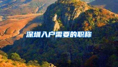 深圳入户需要的职称