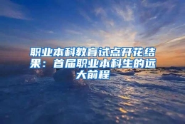 职业本科教育试点开花结果：首届职业本科生的远大前程