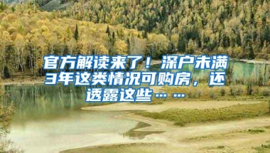 官方解读来了！深户未满3年这类情况可购房，还透露这些……