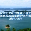 快讯！2019年非上海生源高校应届生进沪落户标准分72分