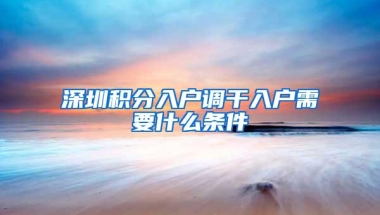 深圳积分入户调干入户需要什么条件