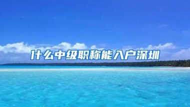 什么中级职称能入户深圳