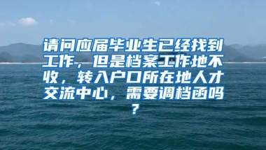 请问应届毕业生已经找到工作，但是档案工作地不收，转入户口所在地人才交流中心，需要调档函吗？