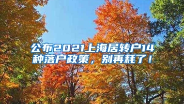 公布2021上海居转户14种落户政策，别再耗了！