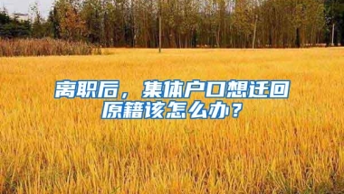 离职后，集体户口想迁回原籍该怎么办？