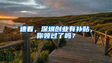 速看，深圳创业有补贴，你领过了吗？