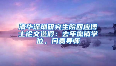 清华深圳研究生院回应博士论文造假：去年撤销学位，问责导师