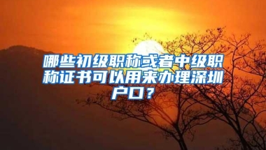 哪些初级职称或者中级职称证书可以用来办理深圳户口？