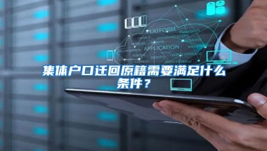 集体户口迁回原籍需要满足什么条件？