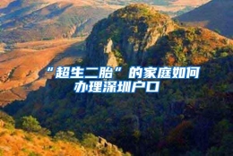 “超生二胎”的家庭如何办理深圳户口