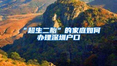“超生二胎”的家庭如何办理深圳户口
