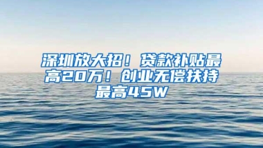 深圳放大招！贷款补贴最高20万！创业无偿扶持最高45W