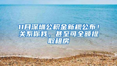 11月深圳公积金新规公布！关系你我，甚至可全额提取租房