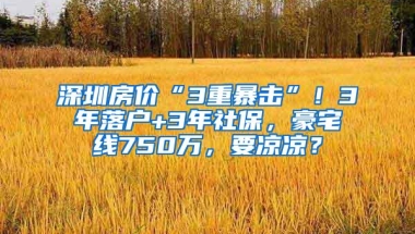 深圳房价“3重暴击”！3年落户+3年社保，豪宅线750万，要凉凉？