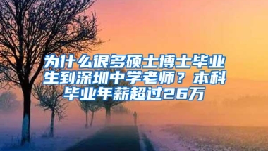 为什么很多硕士博士毕业生到深圳中学老师？本科毕业年薪超过26万