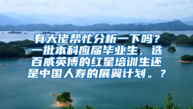 有大佬帮忙分析一下吗？一批本科应届毕业生，选百威英博的红星培训生还是中国人寿的展翼计划。？