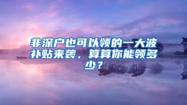 非深户也可以领的一大波补贴来袭，算算你能领多少？