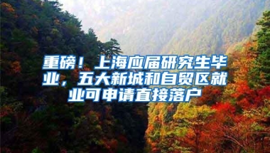 重磅！上海应届研究生毕业，五大新城和自贸区就业可申请直接落户