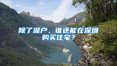 除了深户，谁还能在深圳购买住宅？