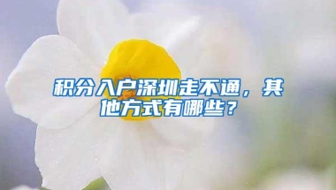 积分入户深圳走不通，其他方式有哪些？