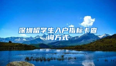 深圳留学生入户指标卡查询方式
