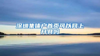 深圳集体户首页可以网上开具吗