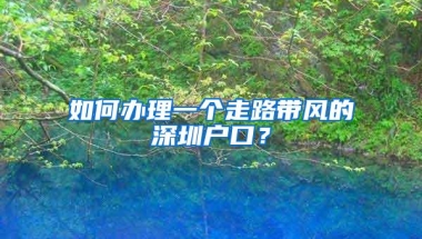 如何办理一个走路带风的深圳户口？