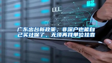 广东出台新政策，非深户也能自己买社保了，无须再找单位挂靠