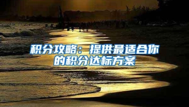 积分攻略：提供最适合你的积分达标方案