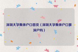 深圳大学集体户口首页（深圳大学集体户口算深户吗）