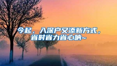 今起，入深户又添新方式，省时省力省心呐~