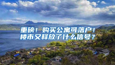 重磅！购买公寓可落户！楼市又释放了什么信号？