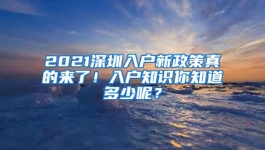 2021深圳入户新政策真的来了！入户知识你知道多少呢？